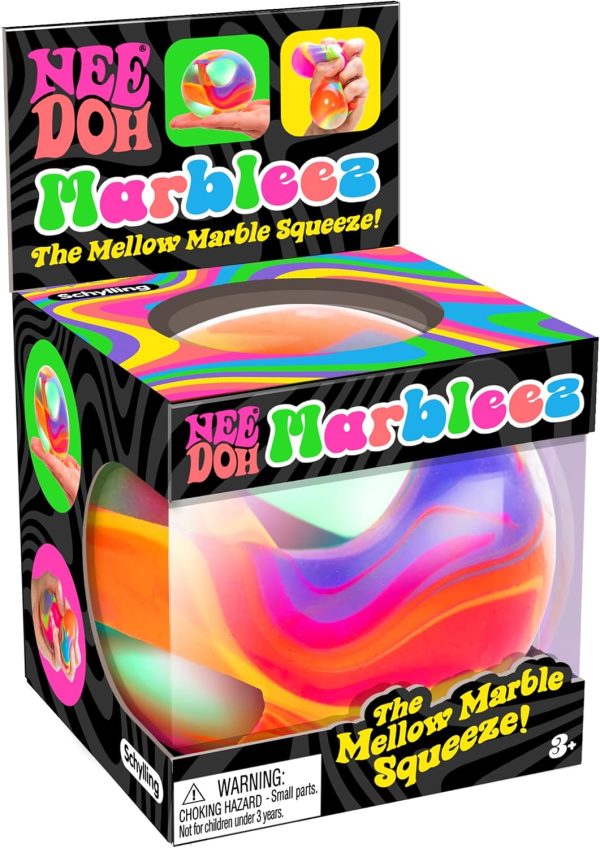 Schylling NeeDoh Marbleez - Groovy Glob Toy - Assorted Multi-Color Swirls - Ages 3 to Adult (Pack of 1)